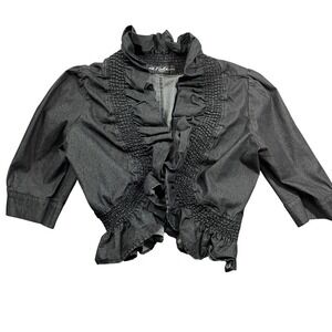 Jamie Nicole Black Ruffle Shrug Bolero‎ Cropped Jacket  (tags missing) M/L
